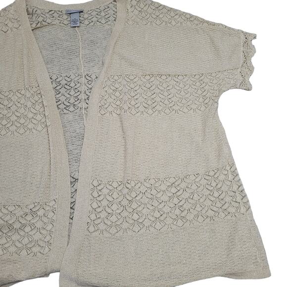 Sweaters - Catherines Tan & Gold Metallic Open Front Cardigan Sweater Size 2x 22/24